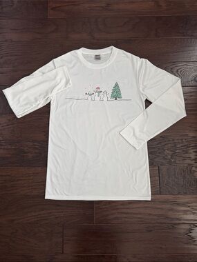 NWOT Classic White Long-Sleeve Tee Women's Small  Holiday Snowman Tee